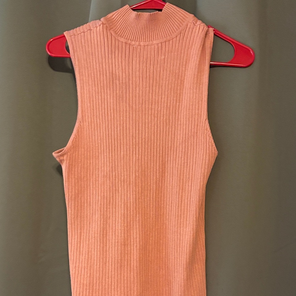 Sleeveless Ribbed Knit Top - Pink